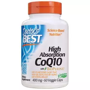 Коензим Q10 Високої Абсорбації 400 мг, BioPerine, Doctor's Best, 60 желатинових капсул