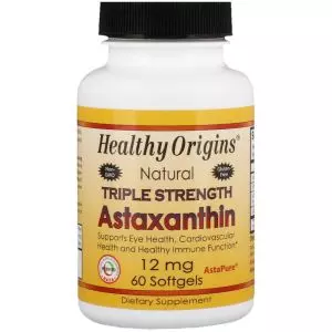 Астаксантин, Astaxanthin (Complex) AstaPure, Healthy Origins, 12 мг 60 капсул