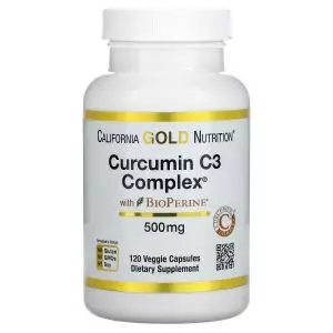 Куркумін C3 з біоперином, 500 мг, Curcumin C3 Complex with BioPerine, California Gold Nutrition, 120 вегетаріанських капсул