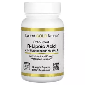 R-Ліпоєва Кислота, Stabilized R-Lipoic Acid, California Gold Nutrition, 30 вегетаріанських капсул