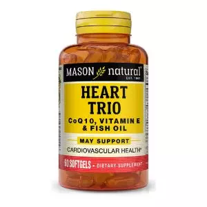 Здоров'я Серця і Судин, Heart Trio CoQ10, Vitamin E & Fish Oil, Mason Natural, 60 гелевих капсул