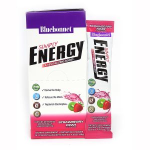 Энергетический напиток в порошке, Вкус Клубники и Киви, Bluebonnet Nutrition, Simply Energy Grape, 14 пакетиков по 10 г