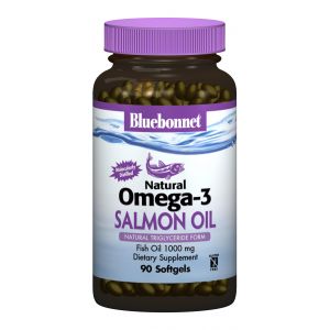 Натуральная Омега-3 из Лососевого Жира, Bluebonnet Nutrition, 90 желатиновых капсул