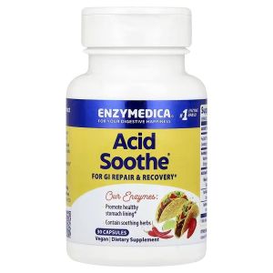 Пищеварительные ферменты от изжоги, Acid Soothe, Enzymedica, 30 капсул Пищеварительные ферменты от изжоги, Acid Soothe, Enzymedica, 30 капсул