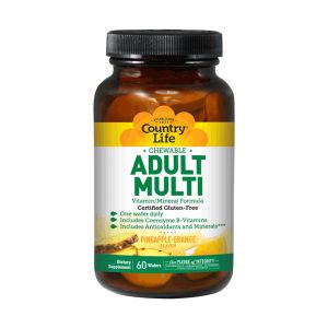 Мультивітаміни для Дорослих, Смак Ананасу, Adult Multi, Country Life, 60 жувальних таблеток 