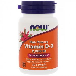 Вітамін D3 2000IU, Now Foods, 30 желатинових капсул Вітамін D3 2000IU, Now Foods, 30 желатинових капсул