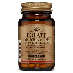 Фолієва Кислота (В9), Folic Acid, 400 мкг, Solgar, 100 таблеток Фолієва Кислота (В9), Folic Acid, 400 мкг, Solgar, 100 таблеток