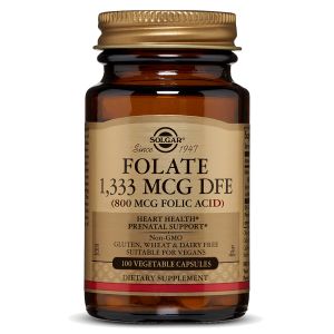 Фолієва Кислота (В9), Folic Acid, 800 мкг, Solgar, 100 рослинніх капсул Фолієва Кислота (В9), Folic Acid, 800 мкг, Solgar, 100 рослинніх капсул