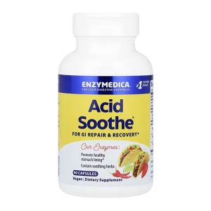Пищеварительные ферменты от изжоги, Acid Soothe, Enzymedica, 90 капсул Пищеварительные ферменты от изжоги, Acid Soothe, Enzymedica, 90 капсул