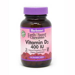 Вітамін D3 400IU, Смак Малини, Earth Sweet Chewables, Bluebonnet Nutrition, 90 жувальних таблеток Вітамін D3 400IU, Смак Малини, Earth Sweet Chewables, Bluebonnet Nutrition, 90 жувальних таблеток