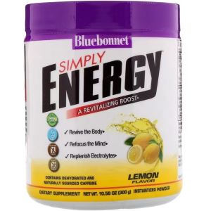 Енергетичний напій в порошку, Смак Лимону, Bluebonnet Nutrition, Simply Energy Lemon, 300 г
