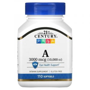Вітамін A, 3000 мкг, Vitamin A, 21st Century, 110 гелевих капсул