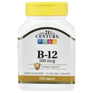 Вітамін B12, 500 мкг, Vitamin B-12, 21st Century, 110 таблеток Вітамін B12, 500 мкг, Vitamin B-12, 21st Century, 110 таблеток
