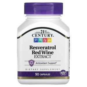 Ресвератрол із екстрактом червоного вина, 200 мг, Resveratrol Red Wine Extract, 21st Century, 90 капсул Ресвератрол із екстрактом червоного вина, 200 мг, Resveratrol Red Wine Extract, 21st Century, 90 капсул