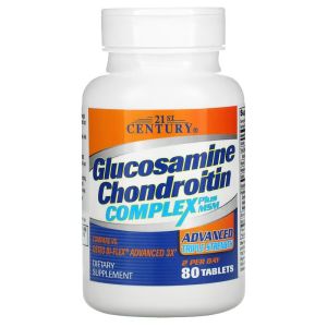 Глюкозамін, хондроїтин та МСМ, Glucosamine Chondroitin Complex Plus MSM, Advanced Triple Strength, 21st Century, 80 таблеток Глюкозамін, хондроїтин та МСМ, Glucosamine Chondroitin Complex Plus MSM, Advanced Triple Strength, 21st Century, 80 таблеток