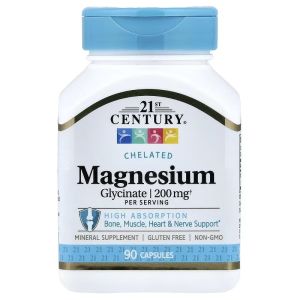 Магній гліцинат, Chelated Magnesium Glycinate, 21st Century, 90 капсул Магній гліцинат, Chelated Magnesium Glycinate, 21st Century, 90 капсул
