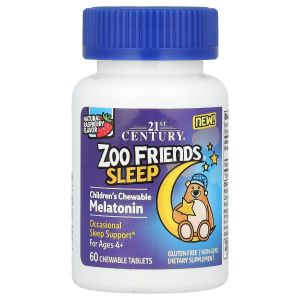 Мелатонін для дітей, від 4 років, смак малини, Zoo Friends Sleep, Children's Chewable Melatonin, Ages 4+, 21st Century, 60 жувальних таблеток Мелатонін для дітей, від 4 років, смак малини, Zoo Friends Sleep, Children's Chewable Melatonin, Ages 4+, 21st Century, 60 жувальних таблеток
