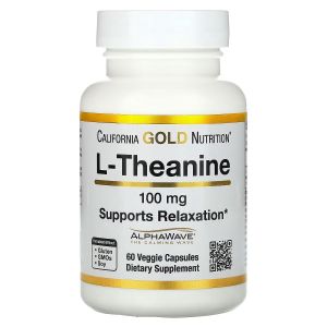 L-теанин, 100 мг, L-Theanine, Featuring AlphaWave, California Gold Nutrition, 60 вегетарианских капсул L-теанин, 100 мг, L-Theanine, Featuring AlphaWave, California Gold Nutrition, 60 вегетарианских капсул