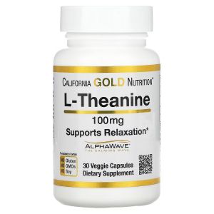L-Теанин, 100 мг, L-Theanine, Supports Relaxation, California Gold Nutrition, 30 вегетарианских капсул L-Теанин, 100 мг, L-Theanine, Supports Relaxation, California Gold Nutrition, 30 вегетарианских капсул