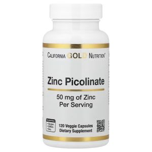 Цинк пиколинат, 50 мг, Zinc Picolinate, California Gold Nutrition, 120 вегетарианских капсул Цинк пиколинат, 50 мг, Zinc Picolinate, California Gold Nutrition, 120 вегетарианских капсул
