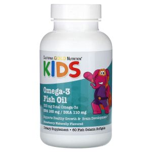 Омега-3 та риб'ячий жир для дітей, смак полуниці, Kid's Omega-3 Fish Oil, California Gold Nutrition, 60 желатинових капсул