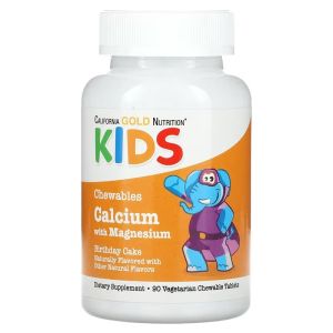 Кальций и Магний для детей, вкус торта, Chewable Calcium with Magnesium For Children, California Gold Nutrition, 90 жевательных таблеток Кальций и Магний для детей, вкус торта, Chewable Calcium with Magnesium For Children, California Gold Nutrition, 90 жевательных таблеток