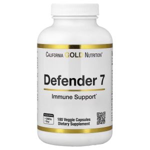 Укрепление иммунитета с бета-глюканом, Defender 7, California Gold Nutrition, 180 вегетарианских капсул Укрепление иммунитета с бета-глюканом, Defender 7, California Gold Nutrition, 180 вегетарианских капсул