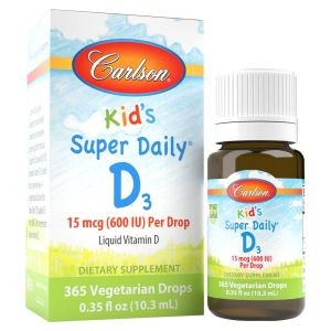 Витамин D3 для Детей в Каплях, 600 МЕ, Kid's Super Daily D3, Carlson, 10.3 мл Витамин D3 для Детей в Каплях, 600 МЕ, Kid's Super Daily D3, Carlson, 10.3 мл