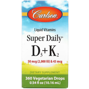 Вітамін D3+K2 у краплях, 2000 МО та 45 мкг, Super Daily D3+K2, Carlson, 10.16 мл