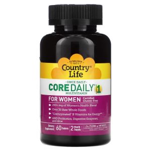 Мультивітаміни для жінок, Core Daily-1 Multivitamin for Women, Country Life, 60 таблеток Мультивітаміни для жінок, Core Daily-1 Multivitamin for Women, Country Life, 60 таблеток