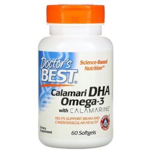DHA (докозагексаєнова кислота) Глибоководний 500мг, Calamarine, Doctor's Best, 60 желатинових капсул