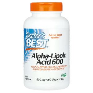 Альфа-Ліпоєва кислота, 600 мг, Alpha-Lipoic Acid, Doctor's Best, 180 вегетаріанських капсул Альфа-Ліпоєва кислота, 600 мг, Alpha-Lipoic Acid, Doctor's Best, 180 вегетаріанських капсул