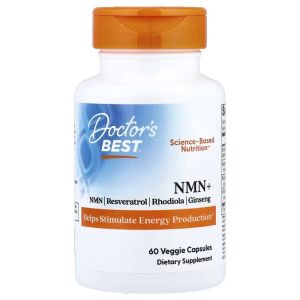 Никотинамид с адаптогенами, NMN+, Doctor's Best, 60 вегетарианских капсул Никотинамид с адаптогенами, NMN+, Doctor's Best, 60 вегетарианских капсул