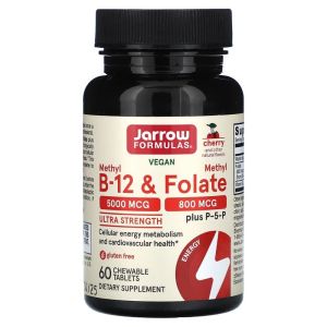 Вітамін B12 та метилфолат, смак вишні, Vegan Methyl B-12&Methyl Folate, Jarrow Formulas, 60 жувальних таблеток Вітамін B12 та метилфолат, смак вишні, Vegan Methyl B-12&Methyl Folate, Jarrow Formulas, 60 жувальних таблеток