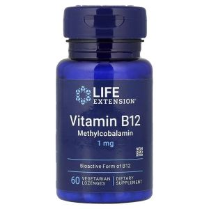 Вітамін B12, Метилкобаламін, 1 мг, смак ванілі, Vitamin B12, Methylcobalamin, Life Extension, 60 вегетаріанських льодяників Вітамін B12, Метилкобаламін, 1 мг, смак ванілі, Vitamin B12, Methylcobalamin, Life Extension, 60 вегетаріанських льодяників