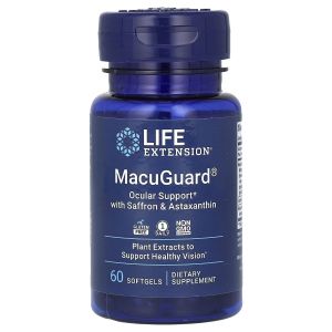 Поддержка зрения с шафраном и астаксантином, MacuGuard, Ocular Support with Saffron & Astaxanthin, Life Extension, 60 гелевых капсул Поддержка зрения с шафраном и астаксантином, MacuGuard, Ocular Support with Saffron & Astaxanthin, Life Extension, 60 гелевых капсул