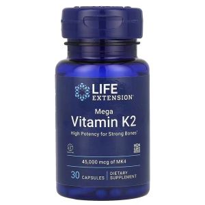 Витамин К2, 45 мг, Mega Vitamin K2, Life Extension, 30 капсул Витамин К2, 45 мг, Mega Vitamin K2, Life Extension, 30 капсул