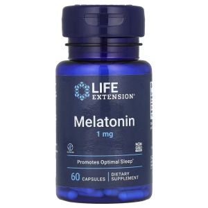 Мелатонін, 1 мг, Melatonin, Life Extension, 60 капсул Мелатонін, 1 мг, Melatonin, Life Extension, 60 капсул