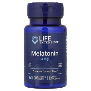 Мелатонін, 3 мг, Melatonin, Life Extension, 60 вегетаріанських капсул Мелатонін, 3 мг, Melatonin, Life Extension, 60 вегетаріанських капсул