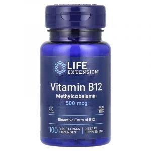 Вітамін B12, Метилкобаламін, 500 мкг, смак полуниці, Vitamin B12, Methylcobalamin, Life Extension, 100 жувальних таблеток