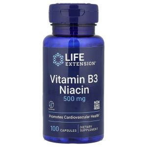 Ніацин, Вітамін B3, 500 мг, Vitamin B3 Niacin, Life Extension, 100 капсул Ніацин, Вітамін B3, 500 мг, Vitamin B3 Niacin, Life Extension, 100 капсул