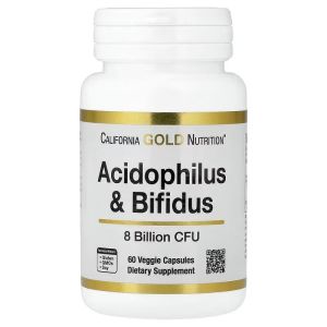 Пробиотики, 8 млрд КОЕ, Acidophilus and Bifidus, California Gold Nutrition, 60 вегетарианских капсул Пробиотики, 8 млрд КОЕ, Acidophilus and Bifidus, California Gold Nutrition, 60 вегетарианских капсул