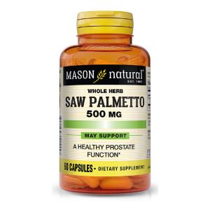 Со Пальметто 500 мг, Здоровье Простаты, Saw Palmetto, Mason Natural, 60 капсул