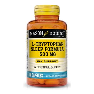 L-триптофан 500 мг, Формула для сну, L-Tryptophan Sleep Formula, Mason Natural, 60 капсул L-триптофан 500 мг, Формула для сну, L-Tryptophan Sleep Formula, Mason Natural, 60 капсул