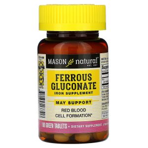 Глюконат заліза, 240 мг, Ferrous Gluconate, Mason Natural, 100 таблеток Глюконат заліза, 240 мг, Ferrous Gluconate, Mason Natural, 100 таблеток