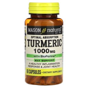 Куркума з біоперином, 1000 мг, Turmeric with BioPerine, Mason Natural, 60 капсул Куркума з біоперином, 1000 мг, Turmeric with BioPerine, Mason Natural, 60 капсул