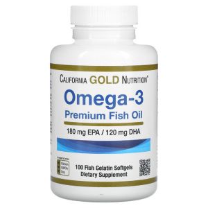 Омега-3, рыбий жир премиального качества, Omega-3, Premium Fish Oil, California Gold Nutrition, 100 рыбно-желатиновых капсул