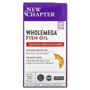 Жир Аляскинского Лосося 1000мг, Wholemega, Alaskan Salmon Oil, New Chapter, 120 желатиновых капсул