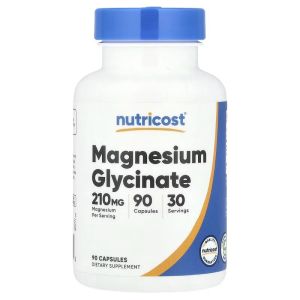 Магній гліцинат, Magnesium Glycinate, Nutricost, 90 капсул Магній гліцинат, Magnesium Glycinate, Nutricost, 90 капсул