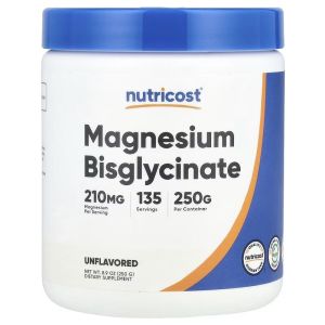 Магній бісгліцинат, без смаку, Magnesium Bisglycinate, Nutricost, 250 гр Магній бісгліцинат, без смаку, Magnesium Bisglycinate, Nutricost, 250 гр
